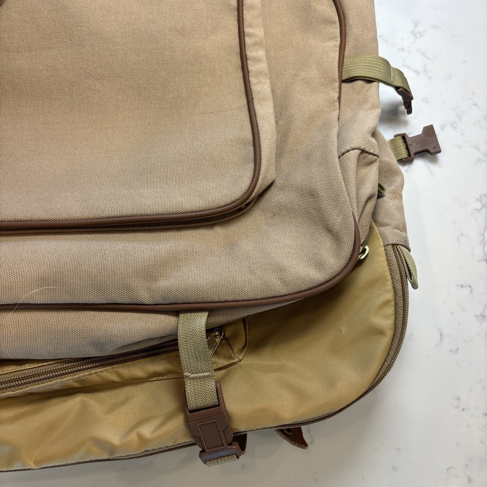 Ford X Eddie Bauer Canvas Leather Fold Up Hanging Garment Travel Bag Brass Hook - Picture 3 of 12